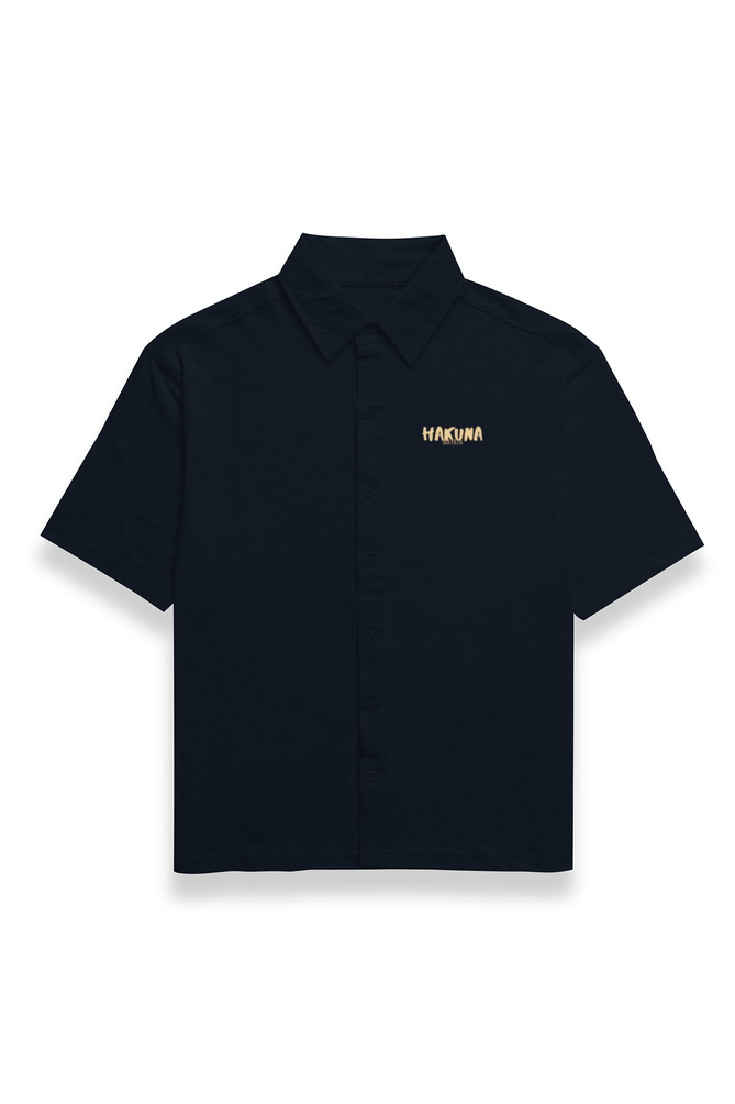 Unisex Oversized Shirt-Navy Blue
