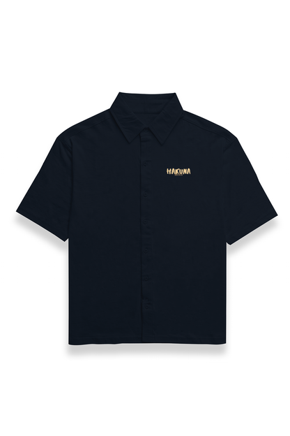 Unisex Oversized Shirt-Navy Blue