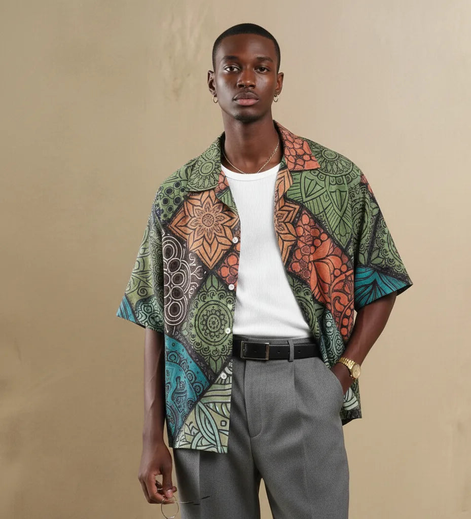 Mandala Vibes Relax-Fit Button Shirt Point 27.1