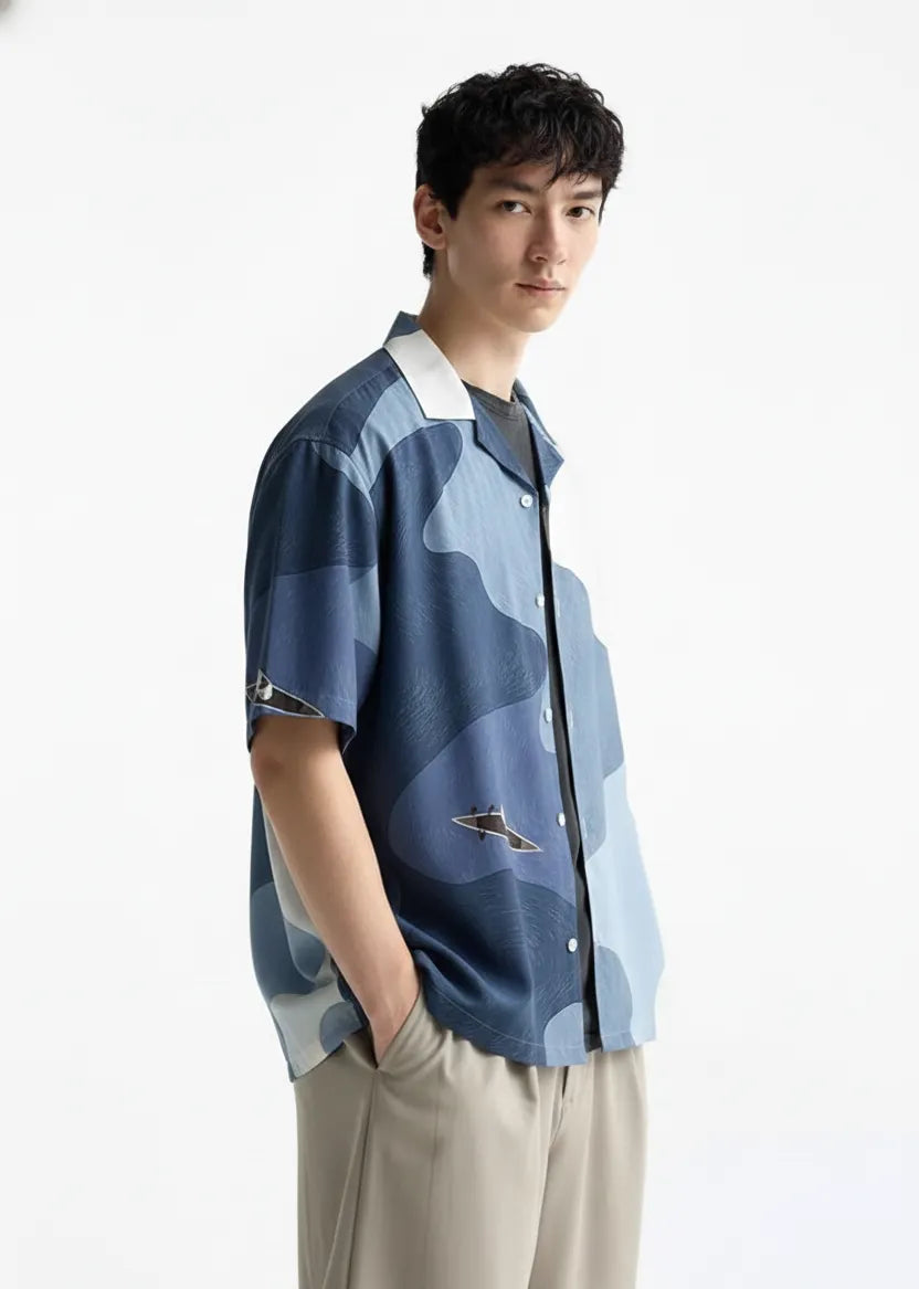 Ocean Mix Relax-Fit Button Shirt Point 42.7