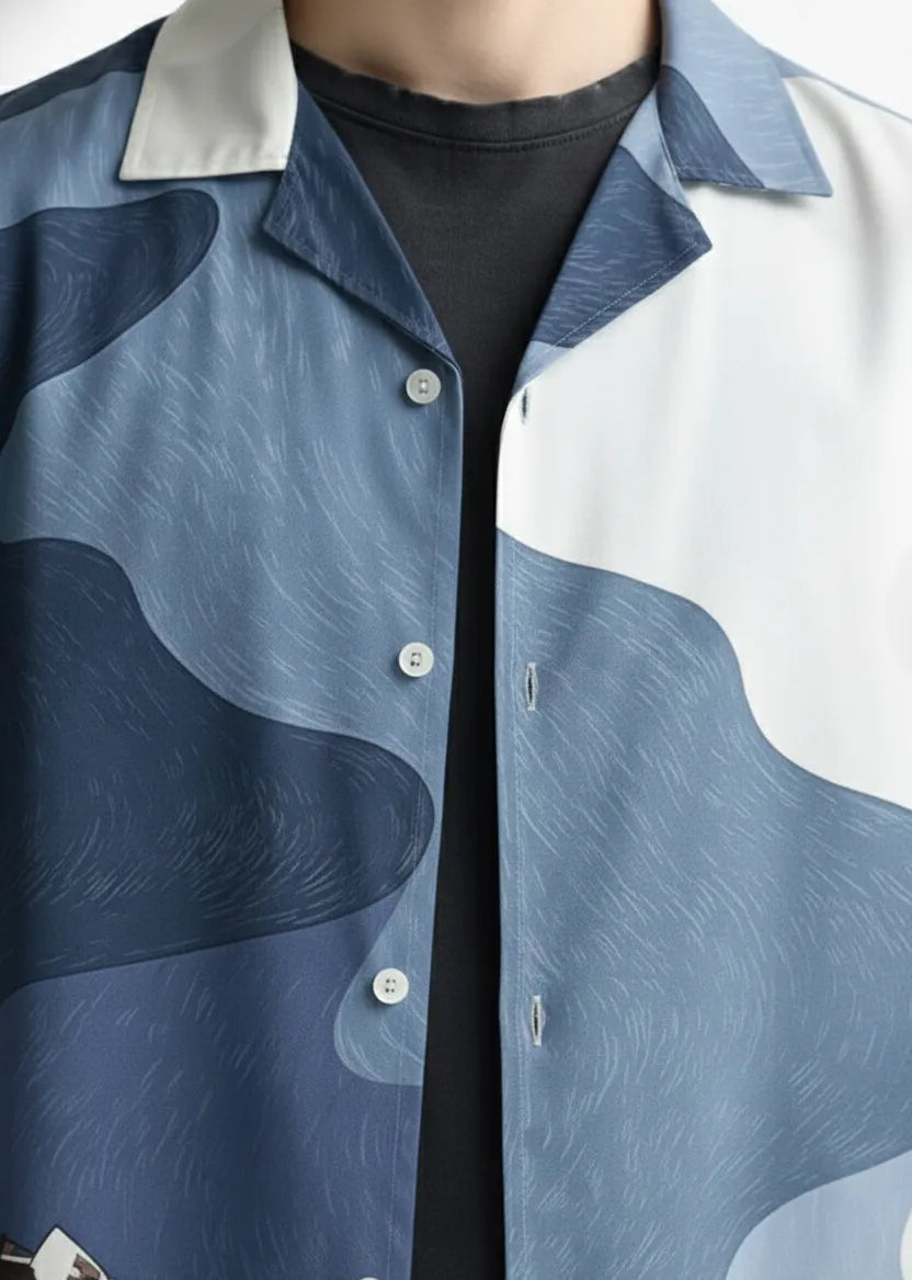 Ocean Mix Relax-Fit Button Shirt Point 42.7