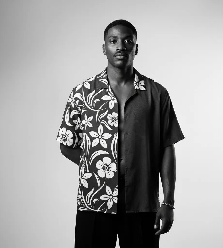 Black Flower 2 Button Shirt Point 43.01