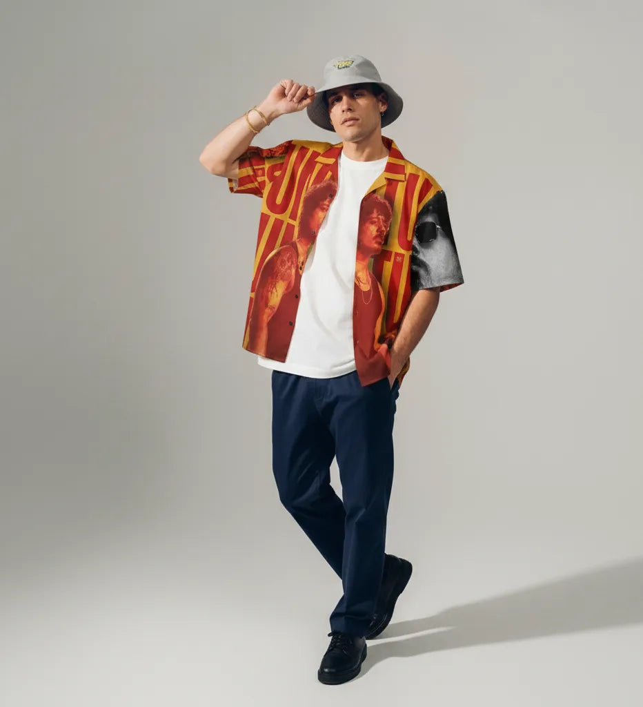 SPL ED-HK Poster Collage Relax-Fit Button LMT Shirt Point 5.5