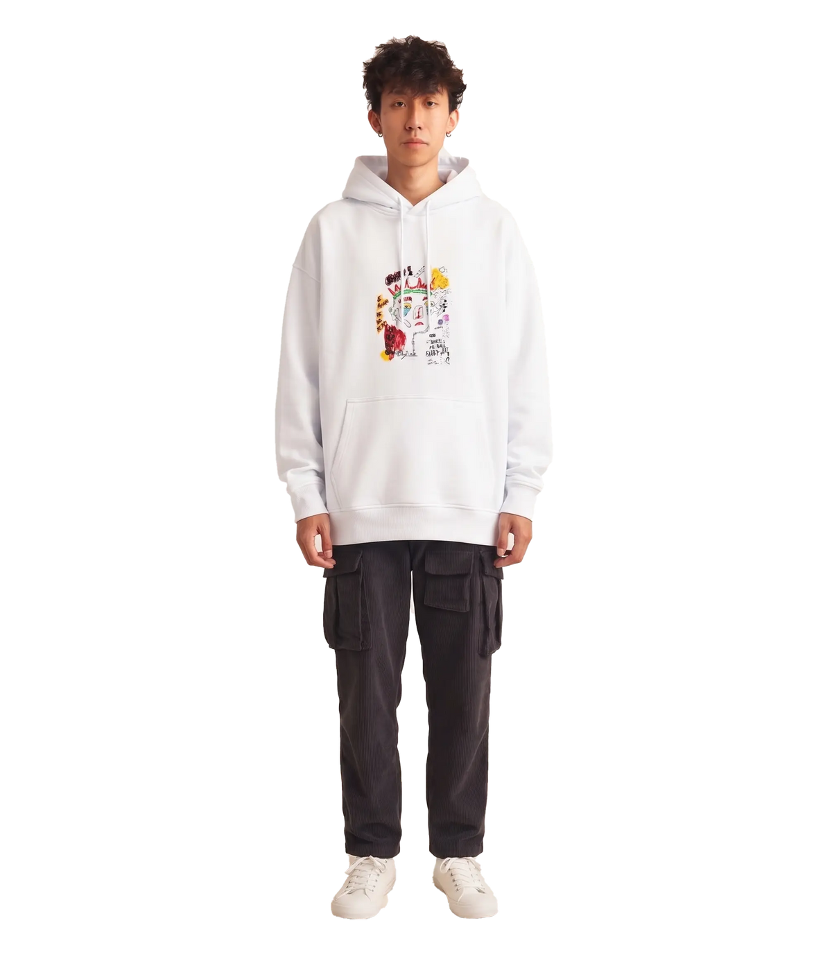 French Terry Hoodie- White