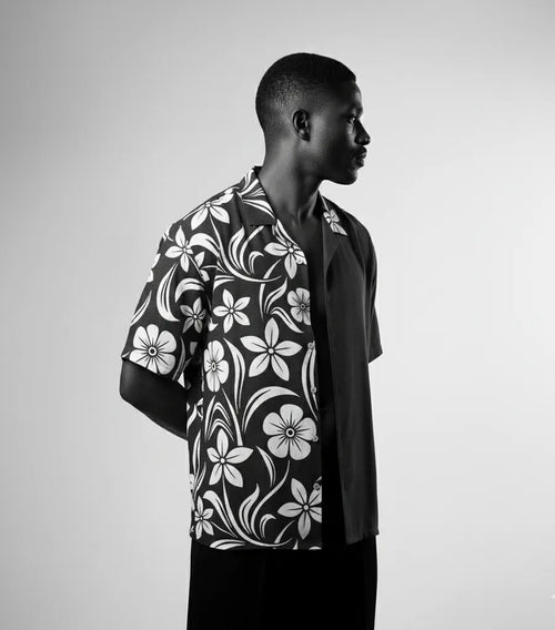Black Flower 2 Button Shirt Point 43.01