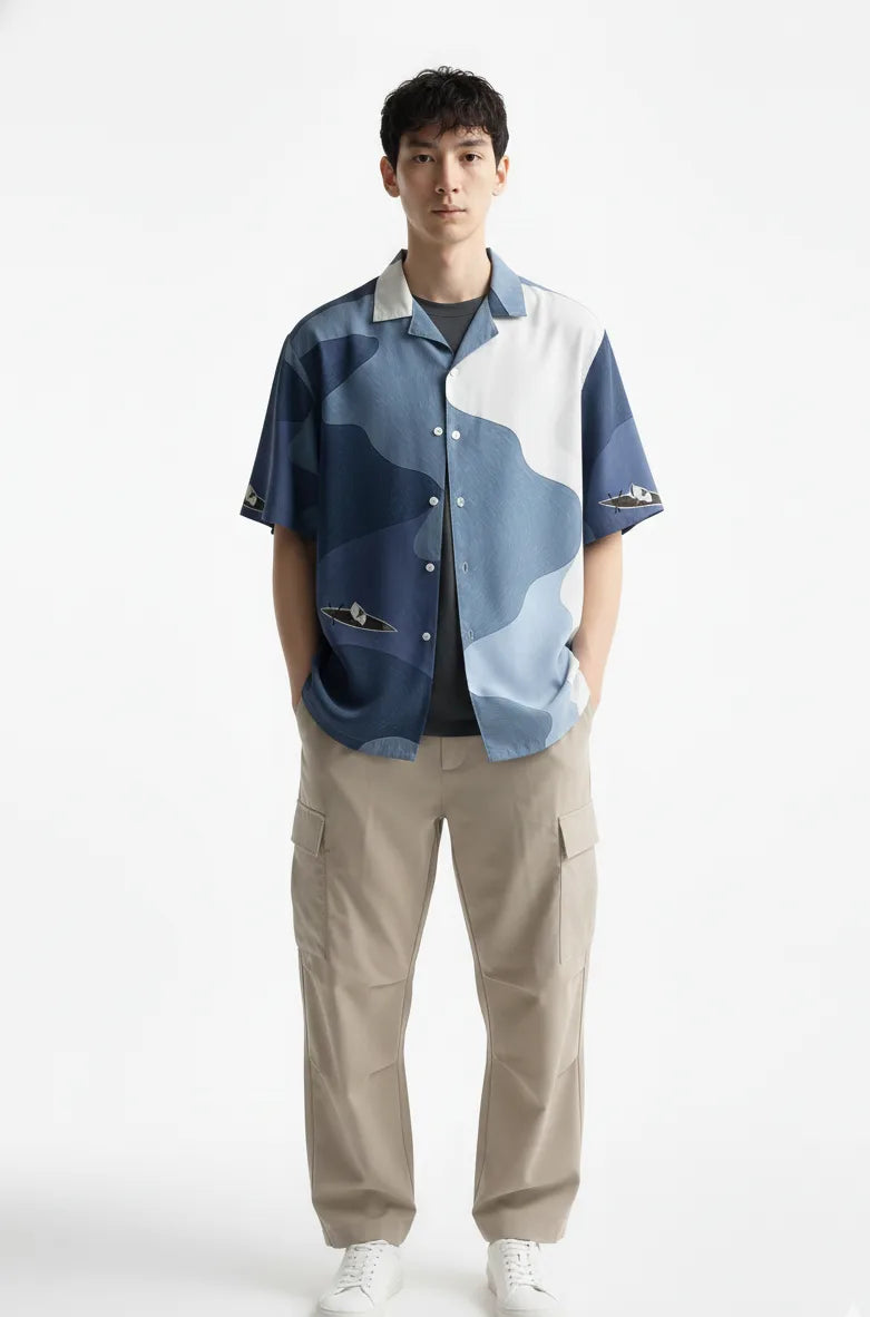 Ocean Mix Relax-Fit Button Shirt Point 42.7
