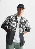 Black Flowers Button Shirt Point 42.8