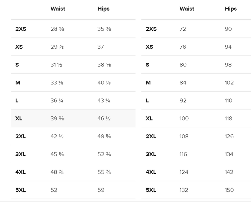 Size chart for Wide leg pants